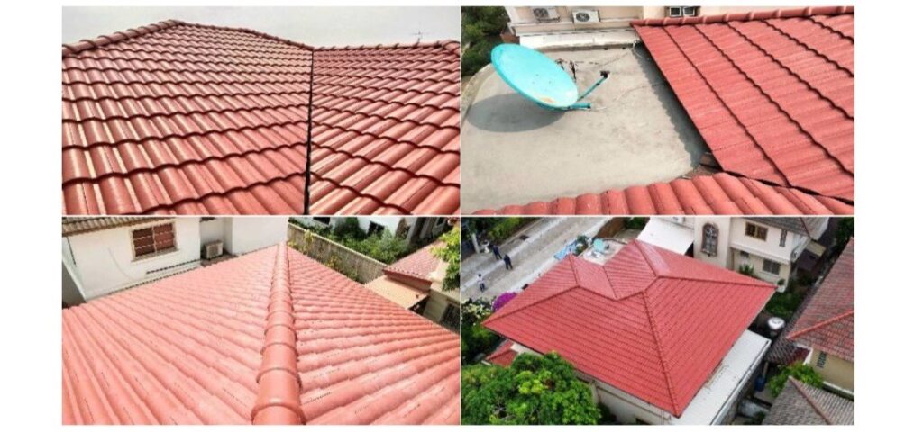 ตัวอย่างงาน Re-Roof เปลี่ยนกระเบื้องหลังคาสีส้มใหม่ทั้งหลัง ผลงานจริงจากทีมช่าง